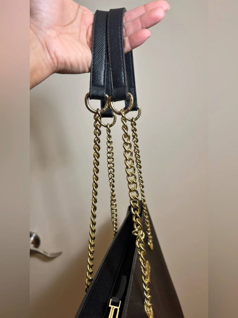 Black Chain-Handle Laptop Tote
